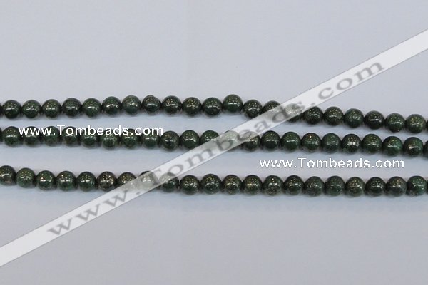 CPY762 15.5 inches 8mm round pyrite gemstone beads wholesale