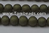 CPY813 15.5 inches 4mm round matte pyrite beads wholesale