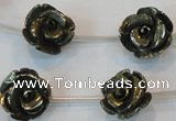 CPY94 15.5 inches 16mm carved rose pyrite gemstone beads wholesale