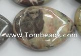 CRA21 15.5 inches 30*40mm flat teardrop natural rainforest agate beads