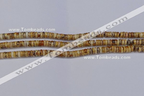 CRB1016 15.5 inches 2*5mm heishi picture jasper beads wholesale