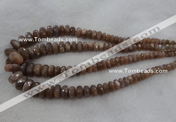 CRB1132 15.5 inches 5*8mm - 9*18mm faceted rondelle moonstone beads