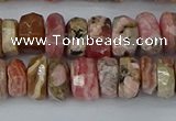 CRB1284 15.5 inches 6*10mm faceted rondelle rhodochrosite beads