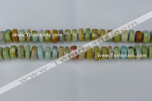 CRB1362 15.5 inches 6*12mm faceted rondelle Chinese amazonite beads
