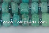 CRB1371 15.5 inches 6*10mm faceted rondelle amazonite beads