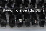CRB1421 15.5 inches 6*10mm faceted rondelle black tourmaline beads