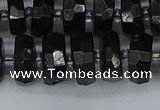 CRB1422 15.5 inches 6*12mm faceted rondelle black tourmaline beads
