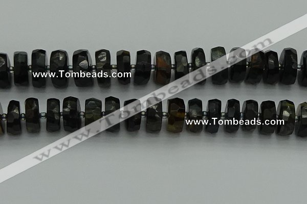 CRB1444 15.5 inches 8*16mm faceted rondelle blue tiger eye beads
