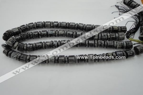CRB147 15.5 inches 6*12mm & 10*12mm rondelle black labradorite beads