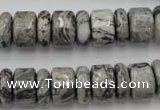 CRB163 15.5 inches 5*14mm & 10*14mm rondelle grey picture jasper beads