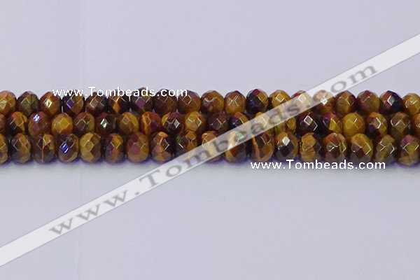 CRB1842 15.5 inches 6*10mm faceted rondelle yellow tiger eye beads
