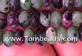 CRB1976 15.5 inches 4*6mm faceted rondelle ruby zoisite beads