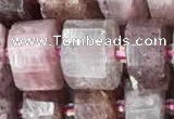 CRB2062 15.5 inches 11mm - 12mm faceted tyre strawberry quartz beads