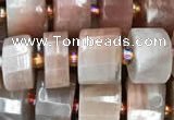 CRB2085 15.5 inches 7mm - 8mm faceted tyre orange moonstone beads