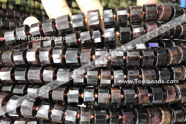 CRB2097 15.5 inches 11mm - 12mm faceted tyre orange garnet beads