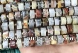 CRB2183 15.5 inches 13mm - 14mm faceted tyre crazy lace agate beads