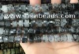 CRB2192 15.5 inches 10mm - 11mm faceted tyre black rutilated quartz beads