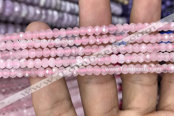 CRB3000 15.5 inches 3*4mm faceted rondelle rose quartz beads
