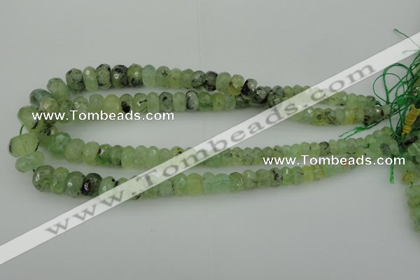 CRB305 5*8mm - 10*14mm faceted rondelle green rutilated quartz beads