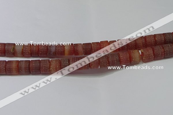 CRB325 15.5 inches 8*12mm tyre matte red agate gemstone beads