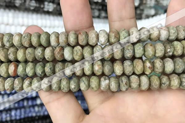 CRB4117 15.5 inches 5*8mm faceted rondelle Chinese unakite beads