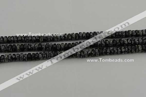 CRB431 15.5 inches 5*8mm rondelle snowflake obsidian beads