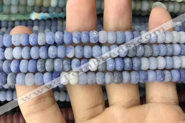 CRB5005 15.5 inches 4*6mm rondelle matte blue aventurine beads