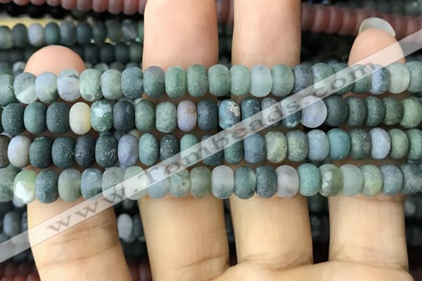 CRB5018 15.5 inches 4*6mm rondelle matte moss agate beads wholesale