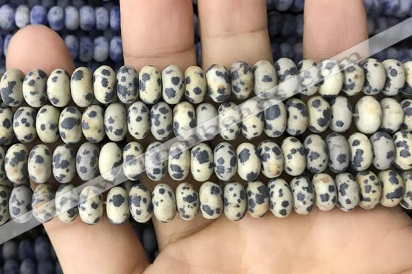 CRB5059 15.5 inches 5*8mm rondelle matte dalmatian jasper beads