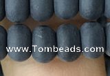 CRB5066 15.5 inches 5*8mm rondelle matte black agate beads wholesale