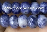 CRB5107 15.5 inches 4*6mm faceted rondelle blue spot stone beads
