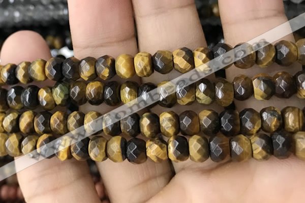 CRB5121 15.5 inches 4*6mm faceted rondelle yellow tiger eye beads