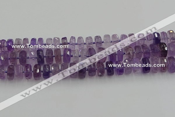 CRB567 15.5 inches 8*14mm faceted rondelle amethyst beads