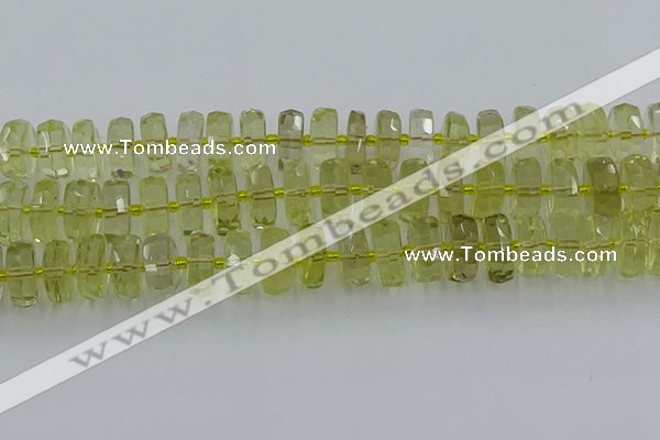 CRB577 15.5 inches 8*18mm faceted rondelle lemon quartz beads