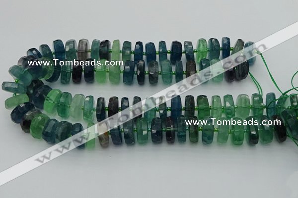 CRB618 15.5 inches 8*18mm faceted rondelle fluorite beads