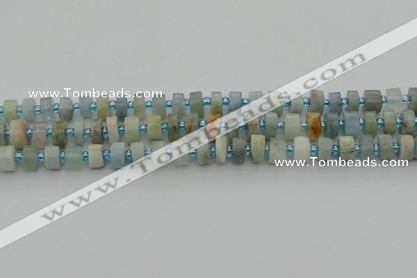 CRB645 15.5 inches 5*8mm tyre aquamarine gemstone beads