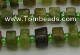 CRB664 15.5 inches 5*8mm tyre green garnet gemstone beads