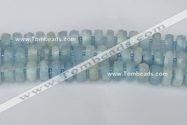 CRB806 15.5 inches 8*18mm faceted rondelle aquamarine beads