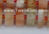 CRB821 15.5 inches 8*16mm faceted rondelle orange moonstone beads