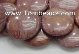 CRC75 15.5 inches 25mm flat round rhodochrosite gemstone beads