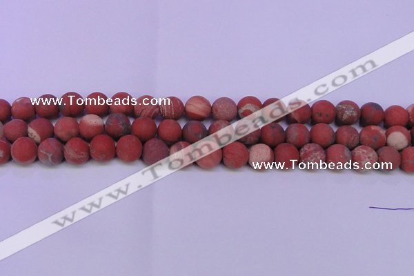 CRE165 15.5 inches 14mm round matte red jasper beads