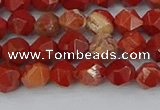 CRE345 15.5 inches 6mm faceted nuggets red jasper beads