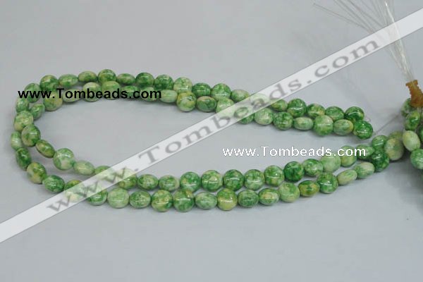 CRF196 15.5 inches 10mm flat round dyed rain flower stone beads