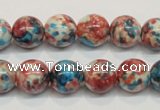 CRF73 15.5 inches 10mm round dyed rain flower stone beads wholesale