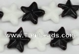 CRG23 15.5 inches 16*16mm star black & white agate gemstone beads