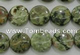 CRH142 15.5 inches 14mm flat round rhyolite gemstone beads