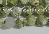CRH555 15.5 inches 10mm faceted nuggets matte rhyolite gemstone beads