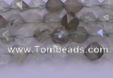 CRH611 15.5 inches 6mm faceted nuggets green rabbit hair beads
