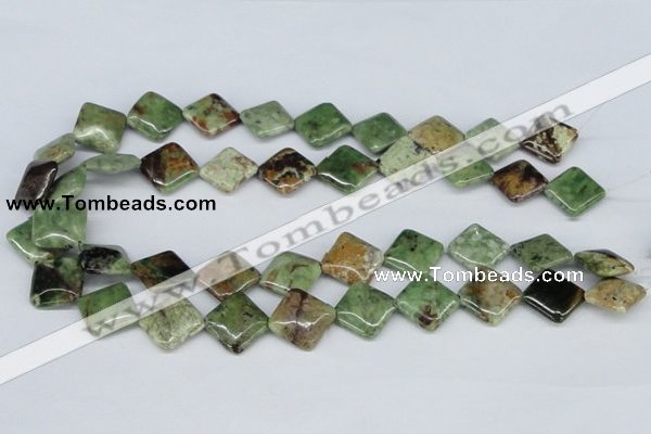 CRJ10 15.5 inches 16*16mm diamond african prase jasper beads