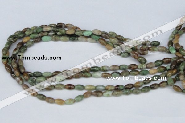CRJ14 15.5 inches 6*10mm rice african prase jasper beads wholesale